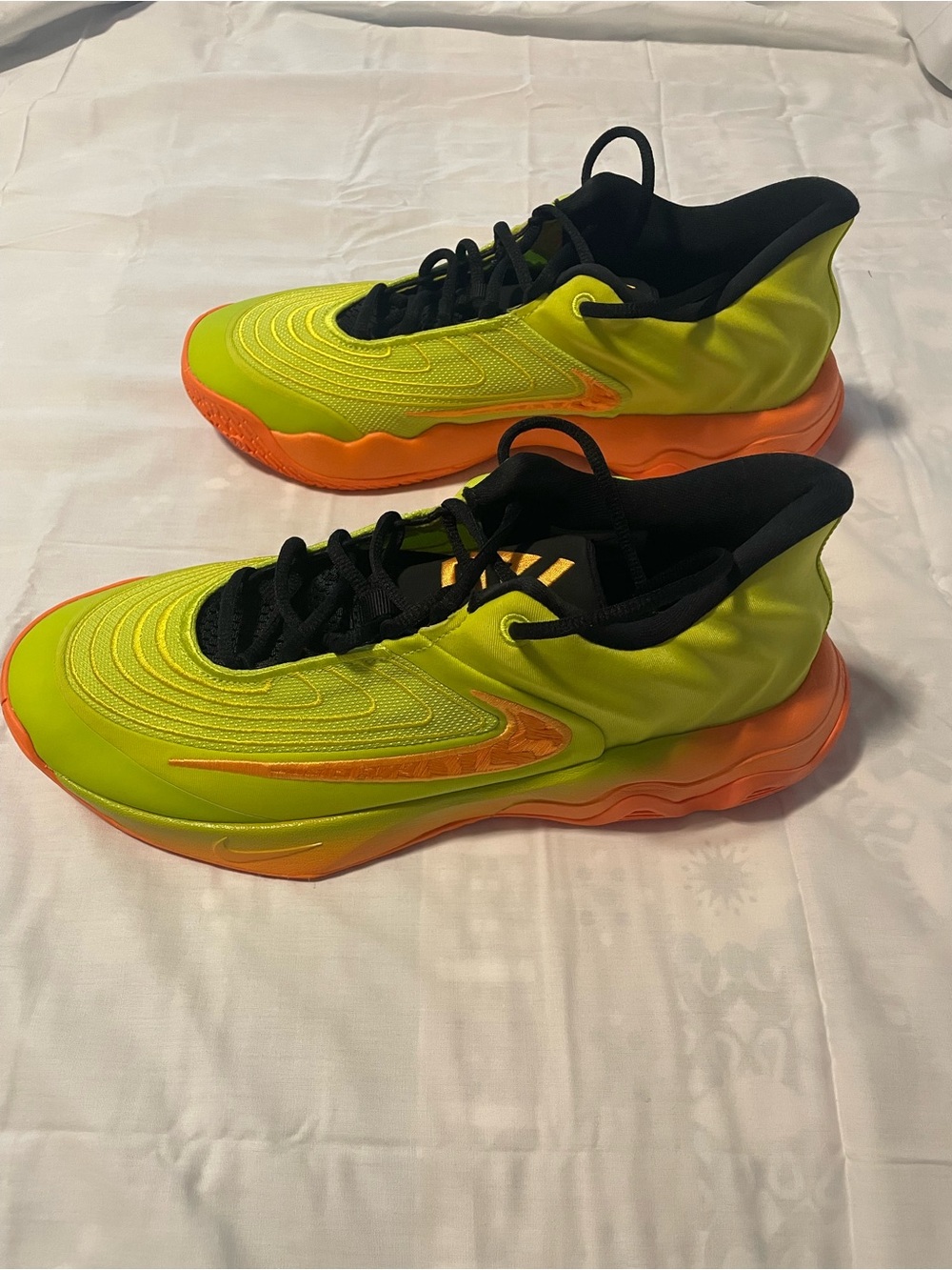 Nike Neon Green and Orange Low-Top Sneakers with Black Lining
